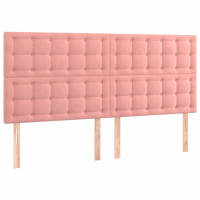 Produktbild för Sänggavel LED rosa 200x5x118/128 cm sammet