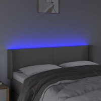 Produktbild för Sänggavel LED grå 147x16x78/88 cm konstläder