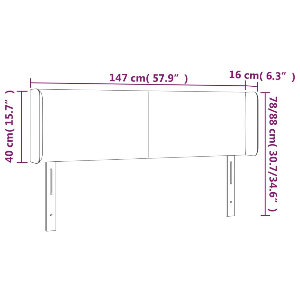 Produktbild för Sänggavel LED grå 147x16x78/88 cm konstläder