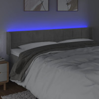 Produktbild för Sänggavel LED ljusgrå 183x16x78/88 cm sammet