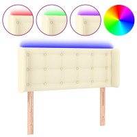 Produktbild för Sänggavel LED gräddvit 103x16x78/88 cm konstläder