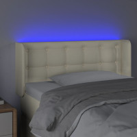 Produktbild för Sänggavel LED gräddvit 103x16x78/88 cm konstläder