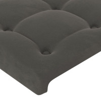 Produktbild för Sänggavel LED mörkgrå 103x16x78/88 cm sammet