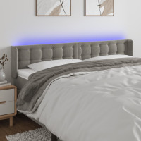 Produktbild för Sänggavel LED ljusgrå 203x16x78/88 cm sammet