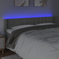 Produktbild för Sänggavel LED ljusgrå 203x16x78/88 cm sammet