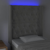 Produktbild för Sänggavel LED ljusgrå 83x16x118/128 cm sammet