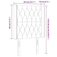 Produktbild för Sänggavel LED ljusgrå 83x16x118/128 cm sammet