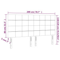 Produktbild för Sänggavel LED mörkgrå 200x5x118/128 cm tyg