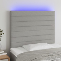 Produktbild för Sänggavel LED ljusgrå 80x5x118/128 cm tyg