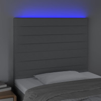 Produktbild för Sänggavel LED ljusgrå 80x5x118/128 cm tyg