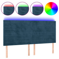 Produktbild för Sänggavel LED mörkblå 160x5x118/128 cm sammet