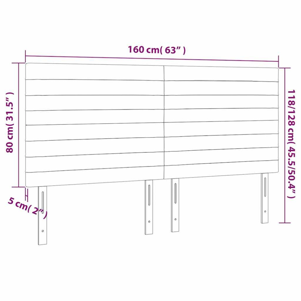 Produktbild för Sänggavel LED mörkblå 160x5x118/128 cm sammet