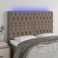 Produktbild för Sänggavel LED taupe 160x7x118/128 cm tyg