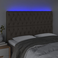 Produktbild för Sänggavel LED taupe 160x7x118/128 cm tyg