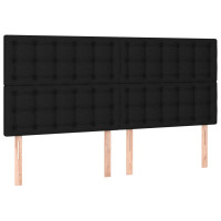 Produktbild för Sänggavel LED svart 200x5x118/128 cm tyg