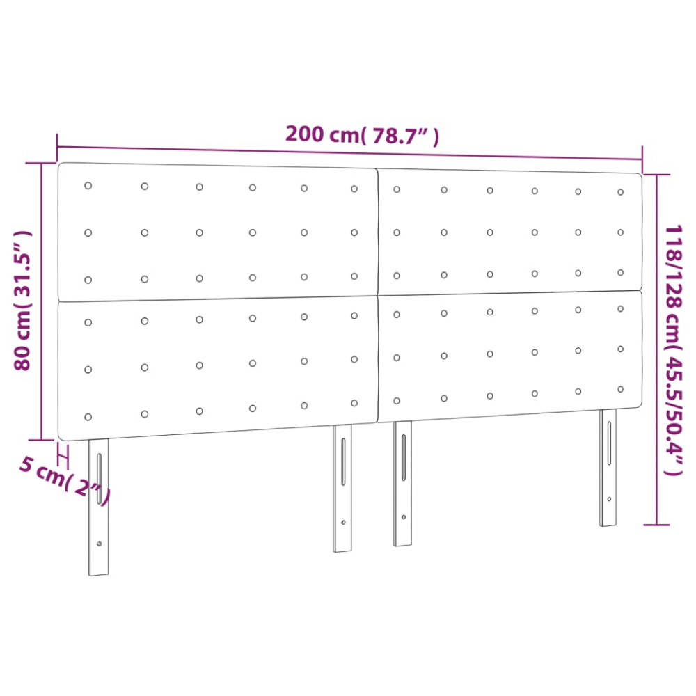 Produktbild för Sänggavel LED svart 200x5x118/128 cm tyg