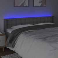 Produktbild för Sänggavel LED grå 163x16x78/88 cm konstläder