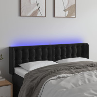 Produktbild för Sänggavel LED svart 147x16x78/88 cm sammet