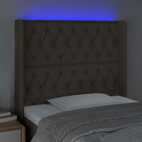 Produktbild för Sänggavel LED taupe 93x16x118/128 cm tyg