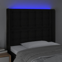 Produktbild för Sänggavel LED svart 93x16x118/128 cm tyg