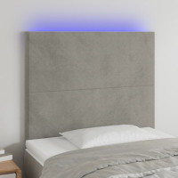 Produktbild för Sänggavel LED ljusgrå 100x5x118/128 cm sammet