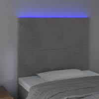 Produktbild för Sänggavel LED ljusgrå 100x5x118/128 cm sammet