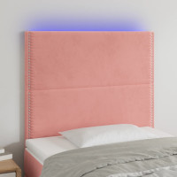 Produktbild för Sänggavel LED rosa 90x5x118/128 cm sammet