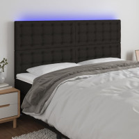 Produktbild för Sänggavel LED svart 180x5x118/128 cm tyg