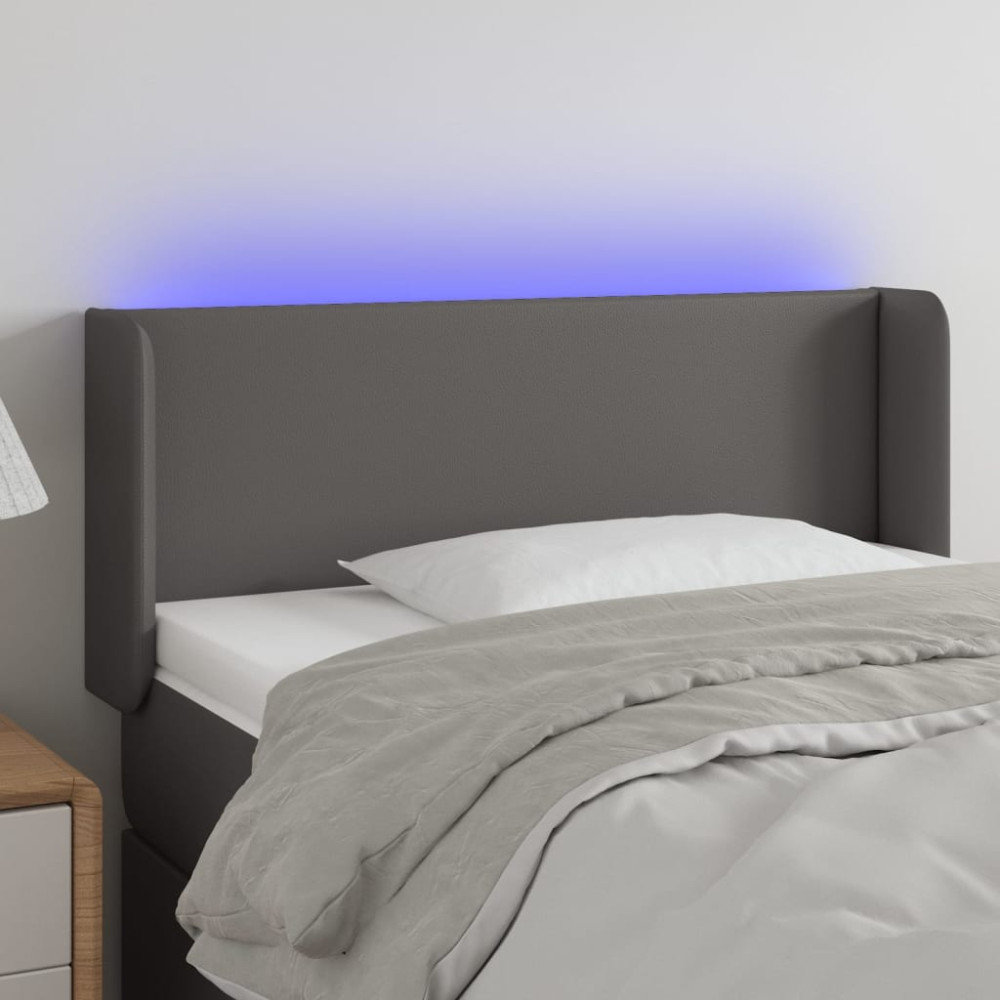 Produktbild för Sänggavel LED grå 103x16x78/88 cm konstläder