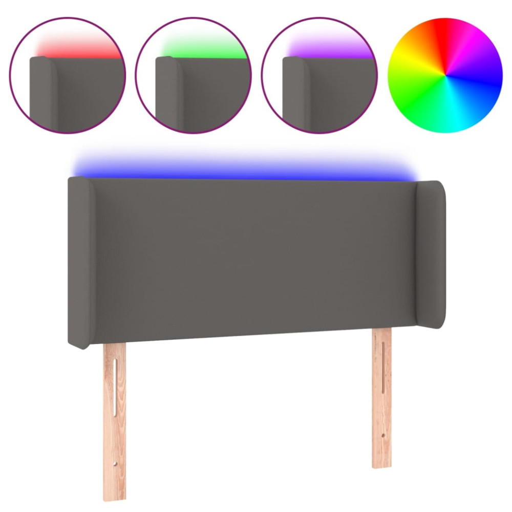 Produktbild för Sänggavel LED grå 103x16x78/88 cm konstläder