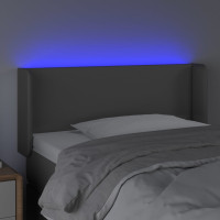 Produktbild för Sänggavel LED grå 103x16x78/88 cm konstläder