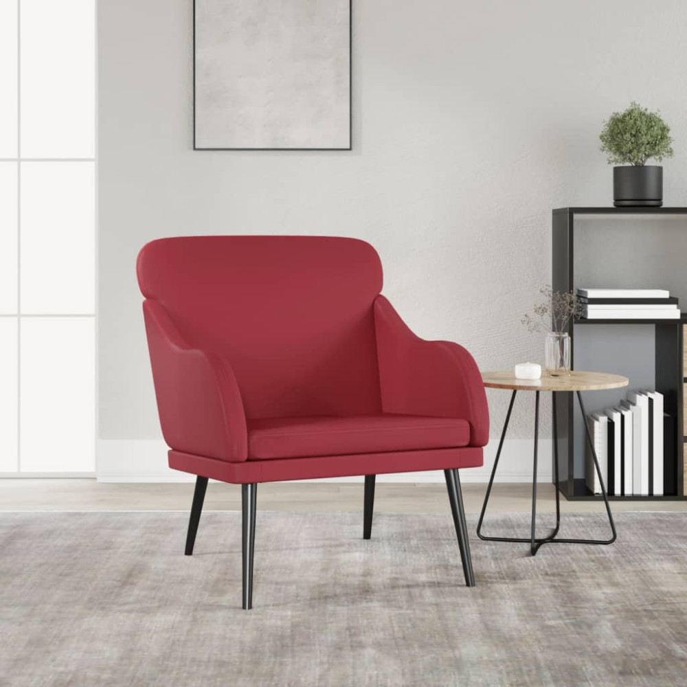 Produktbild för Fåtölj vinröd 63x76x80 cm konstläder