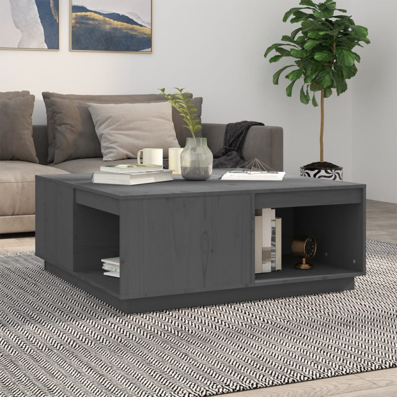 Produktbild för Soffbord grå 100x101x40,5 cm massiv furu