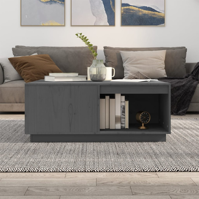 Produktbild för Soffbord grå 100x101x40,5 cm massiv furu