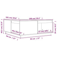 Produktbild för Soffbord svart 100x101x40,5 cm massiv furu