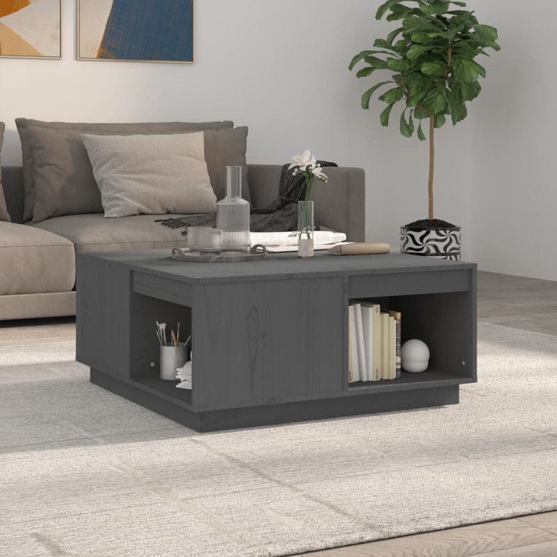 Produktbild för Soffbord grå 80x81x36,5 cm massivt furu