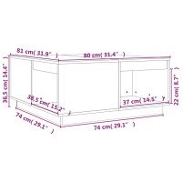 Miniatyr av produktbild för Soffbord grå 80x81x36,5 cm massivt furu