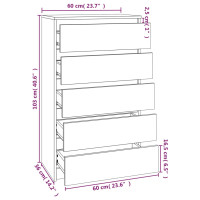 Produktbild för Byrå svart 60x36x103 cm konstruerat trä