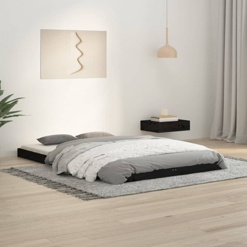 vidaXL Sängram 120x190 cm massiv furu svart