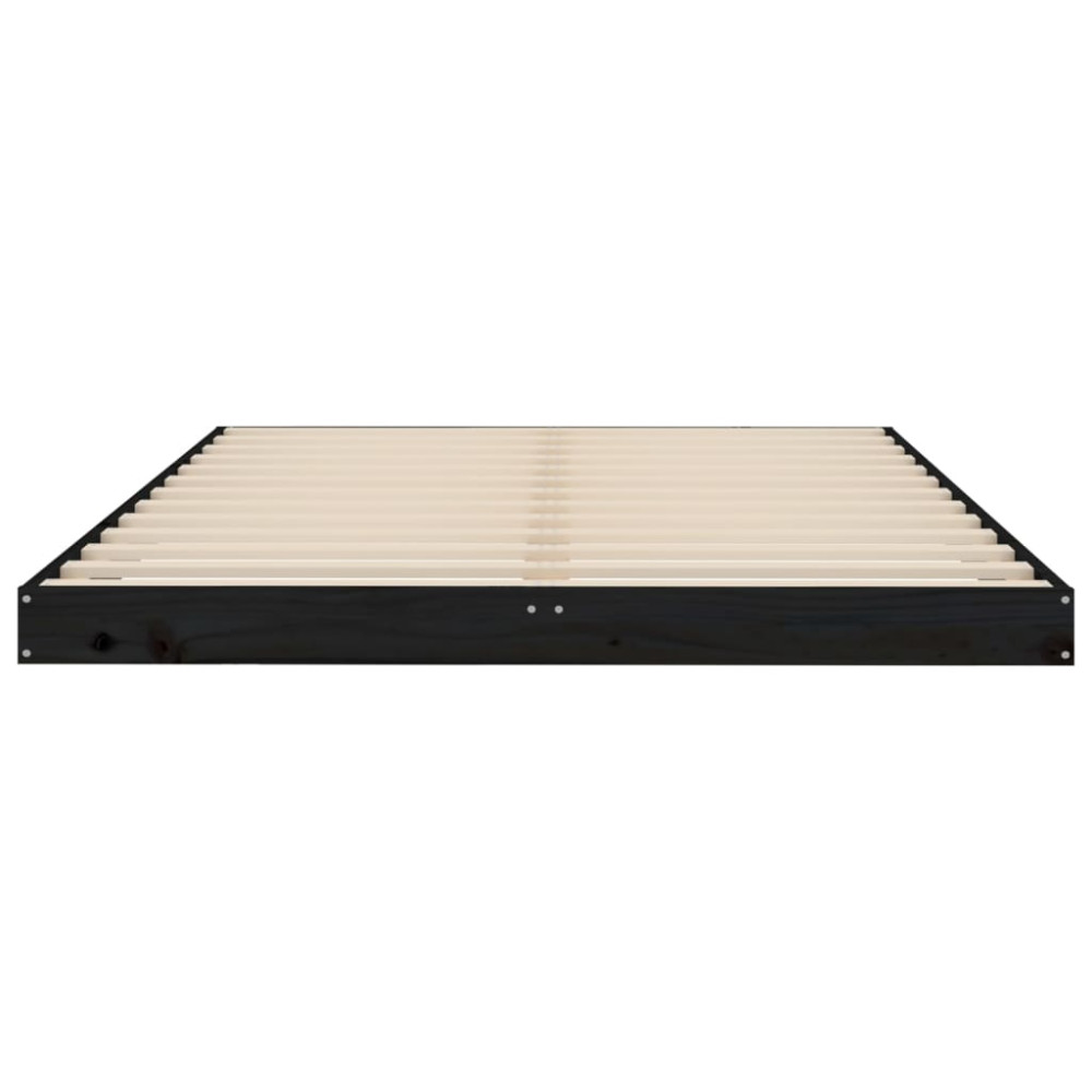 Produktbild för Sängram 120x190 cm massiv furu svart