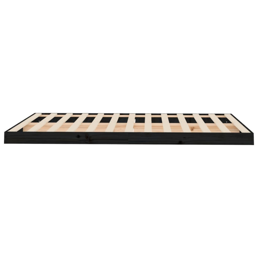 Produktbild för Sängram 120x190 cm massiv furu svart
