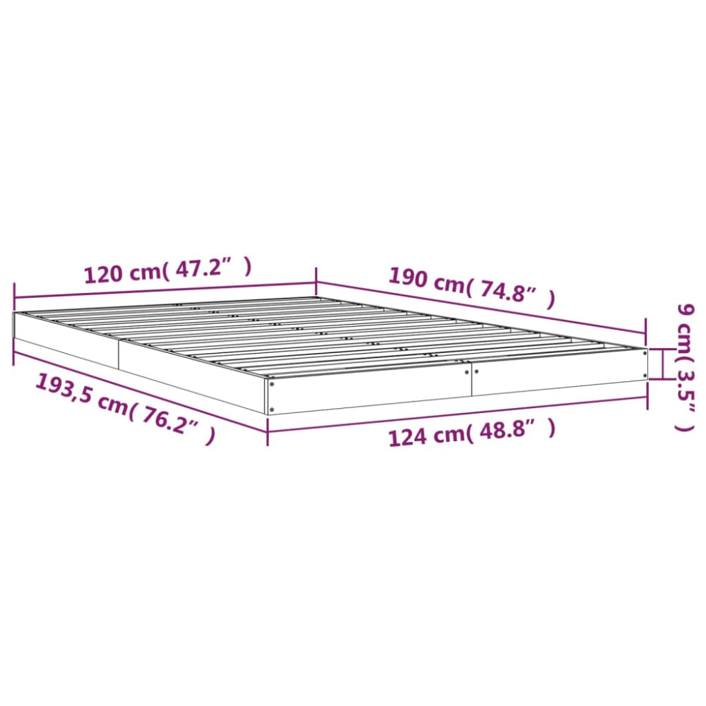 Produktbild för Sängram 120x190 cm massiv furu svart