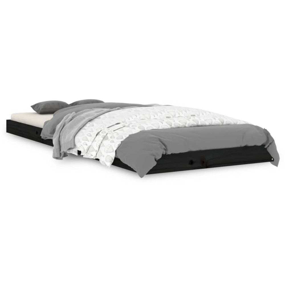 Produktbild för Sängram 75x190 cm massiv furu svart