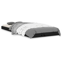 Produktbild för Sängram 75x190 cm massiv furu svart