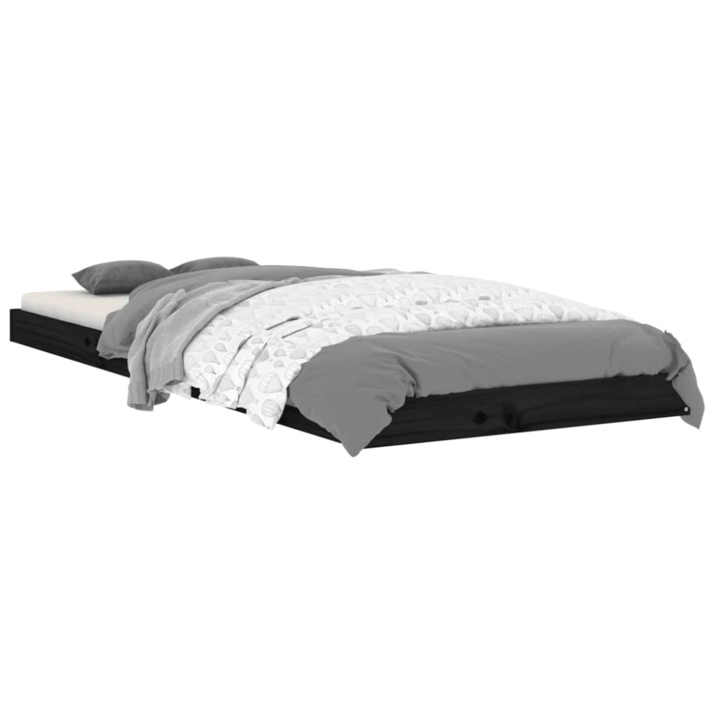 Produktbild för Sängram 75x190 cm massiv furu svart