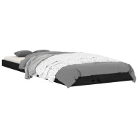 Produktbild för Sängram 75x190 cm massiv furu svart