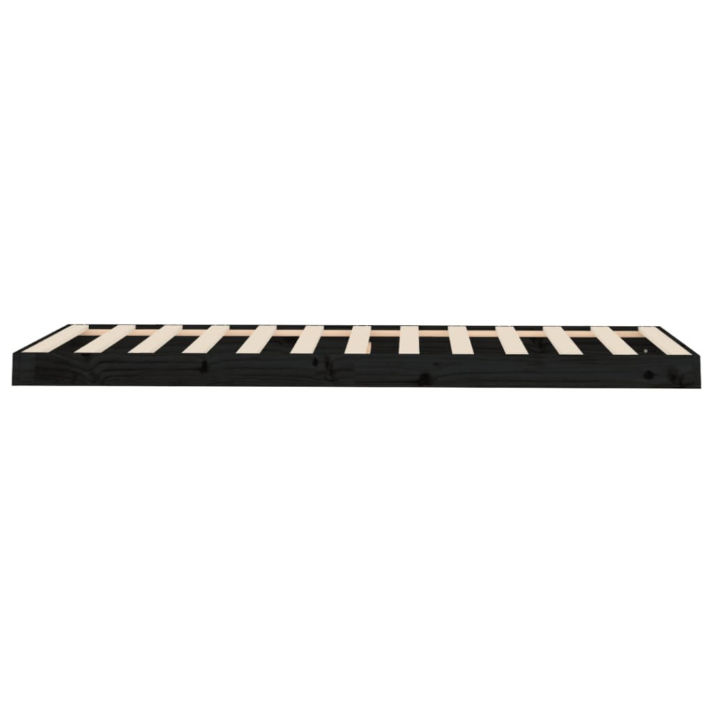 Produktbild för Sängram 75x190 cm massiv furu svart