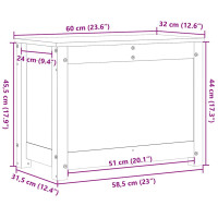 Produktbild för Förvaringslåda honungsbrun 60x32x45,5 cm massiv furu
