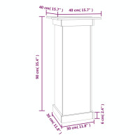 Produktbild för Växtställ vit 40x40x90 cm massiv furu