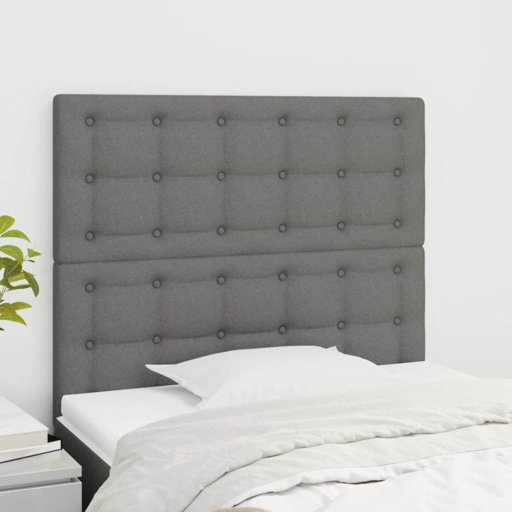 Produktbild för Sänggavel mörkgrå 80x5x118/128 cm tyg